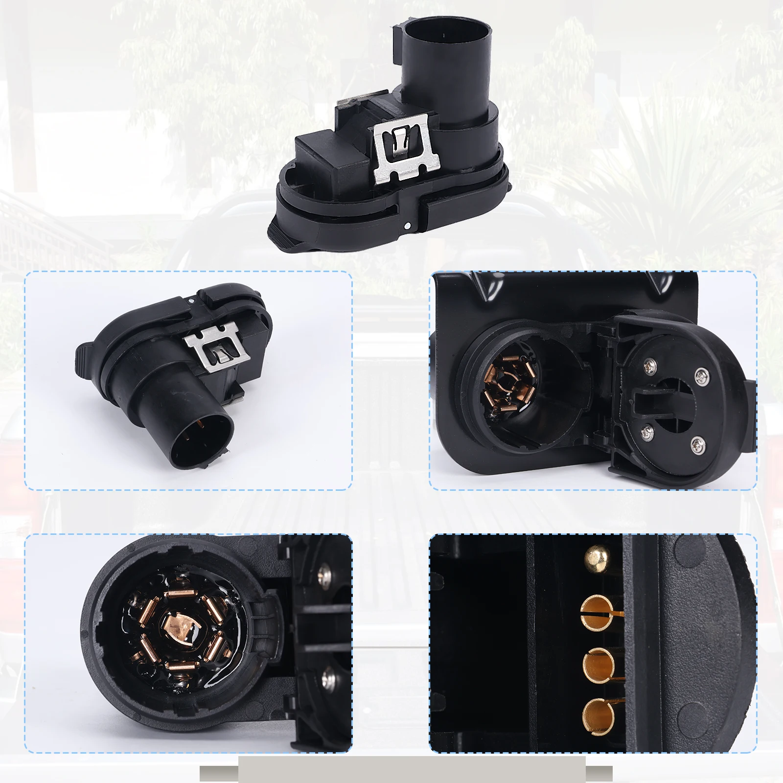 طقم أدوات تسخير أسلاك المقطورة، 7-Way + 4-Way Flat مع محول التركيب - متوافق مع Ford/GMC/RAM/Chevy Silverado