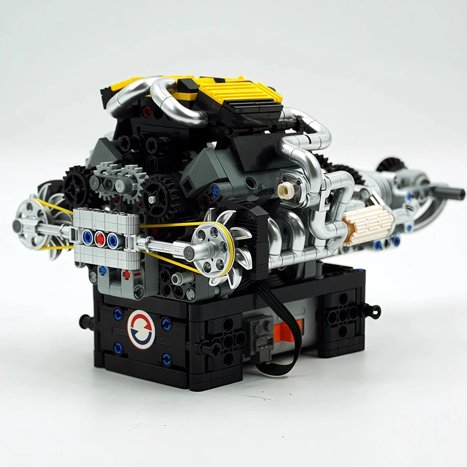 기술 전기 PAG Supercar V12 엔진 빌딩 블록 자동차 부품 전동 시뮬레이션 엔진 벽돌 장난감 성인용 어린이 선물