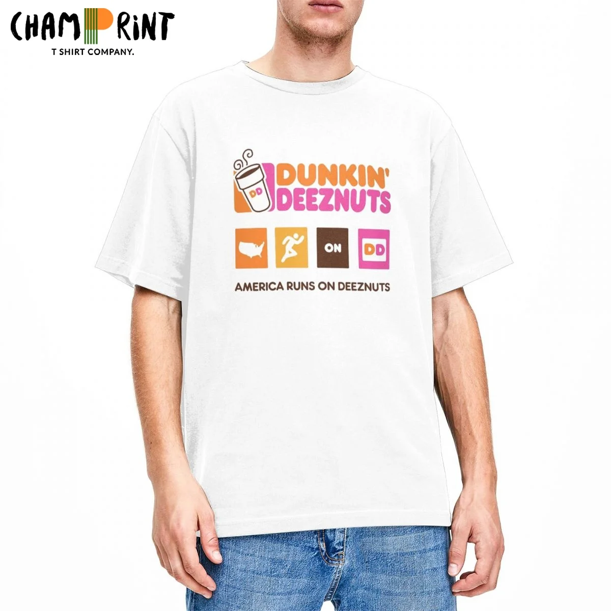 Футболка Dunkin deeznut America работает на deeznut, мужские 100% хлопковые Винтажные Футболки с круглым вырезом, футболки с коротким рукавом, летние топы