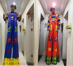 Giant Clown Suit Men Buffoon Costume Parade Performance Festival Stilt Cruise Titan