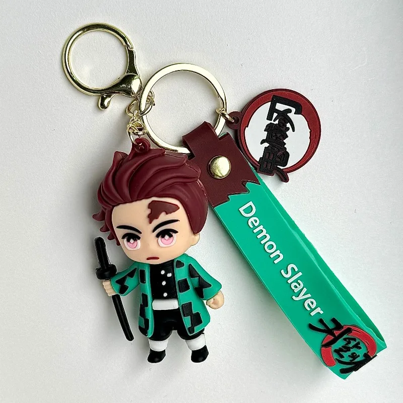 Chaveiro Demon Slayer Cartoon Anime Kamado Tanjiro Agatsuma Zenitsu para homens e mulheres, chaveiro com pingente de bolsa moderno e versátil