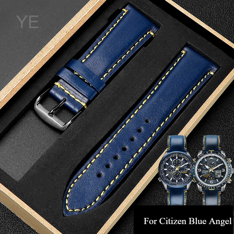 

Удобные кожаные браслеты из натуральной кожи для часов Citizen Blue Angel Air Eagle 1-го поколения AT8020/JY8078 22 23 мм