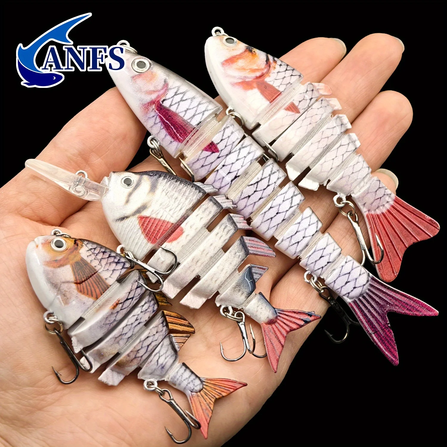 ANFS 4pcs Multi-Segment Swimbait Fishing Lure Set - Sinking Crankbaits for Pike - Perfect for Freshwater & Saltwater Fishing
