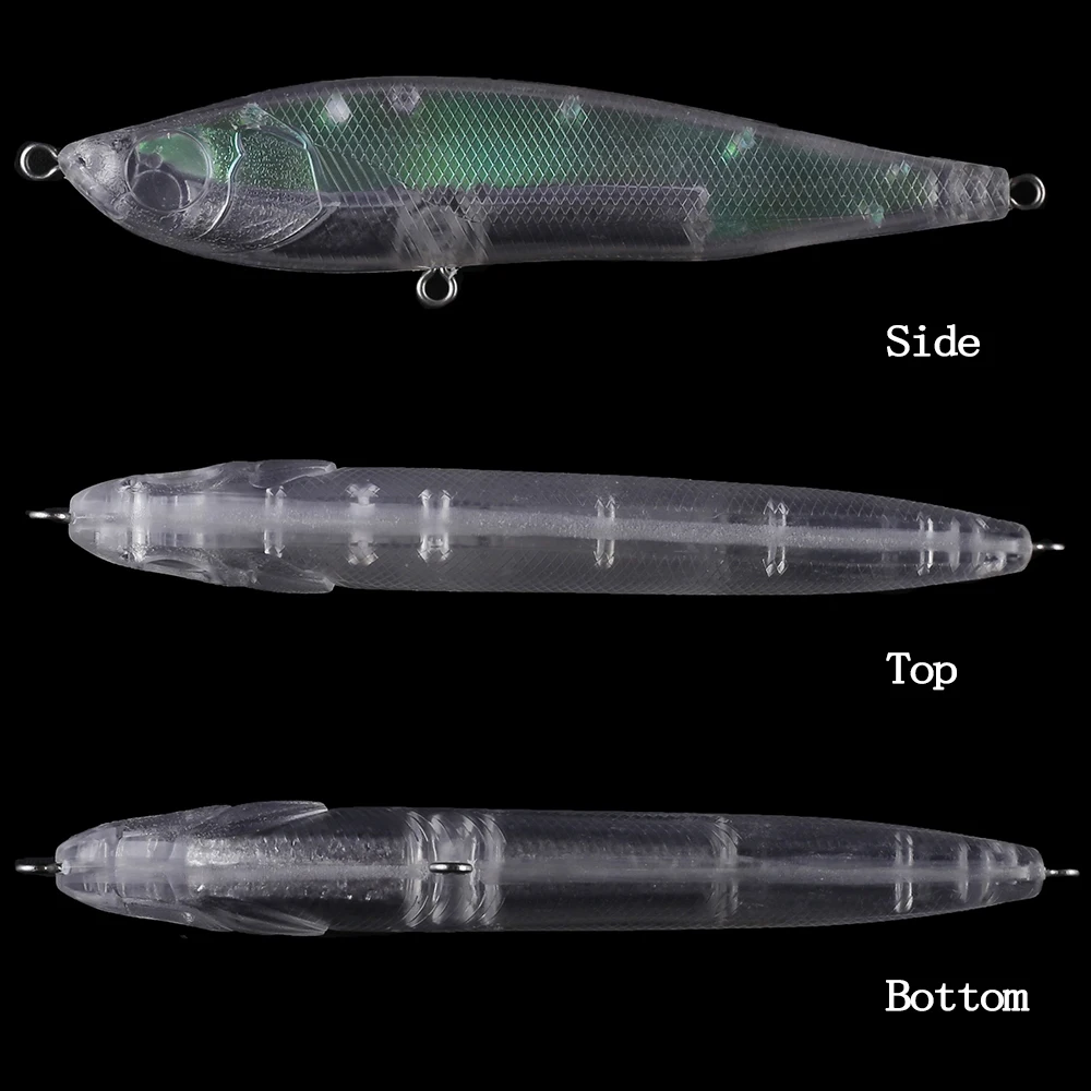Chan’sHuang 10PCS Unpainted Blanks Bait Lipless Sinking Pencil Holographic Foil Inside Minnow DIY Handmade Fishing Lure Tackle