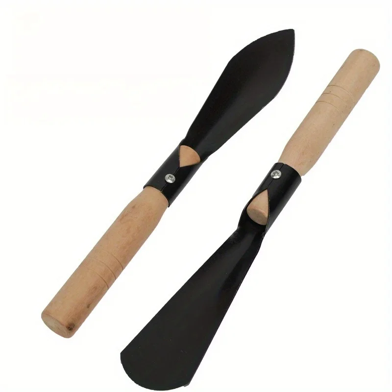 1pc Black Portable Vegetable Digging Shovel Multifunctional Home Garden Shovel Wooden Handle Stainless Steel Digging Tools