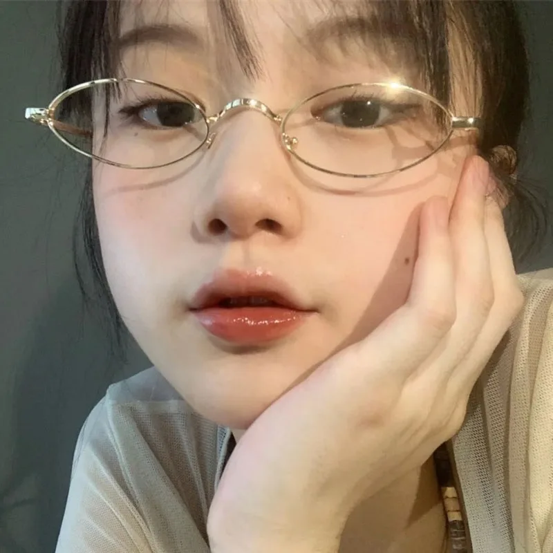 2025 Retro owalne metalowe małe oprawki do okularów ramka damskie okulary blokujące niebieskie światło moda Y2K oprawki do okularów do czytania okulary