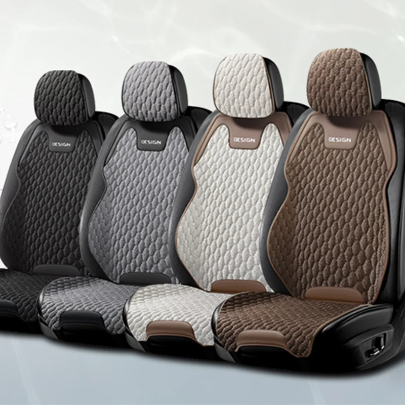 

New linen car seat cushion for all seasons, cotton linen five seater anti slip breathable seat cushion, summer half pack