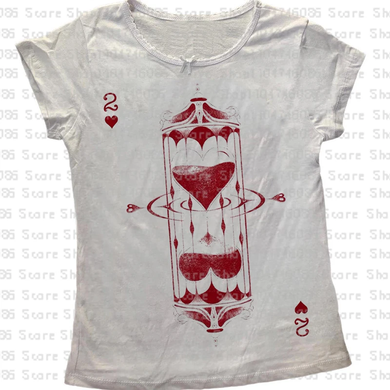 

90s Summer Summer Punk Goth Print Y2k Style Gothic T-Shirt Slim Vintage Short Sleeve T-shirt Women Sexy Streetwear Tees Women