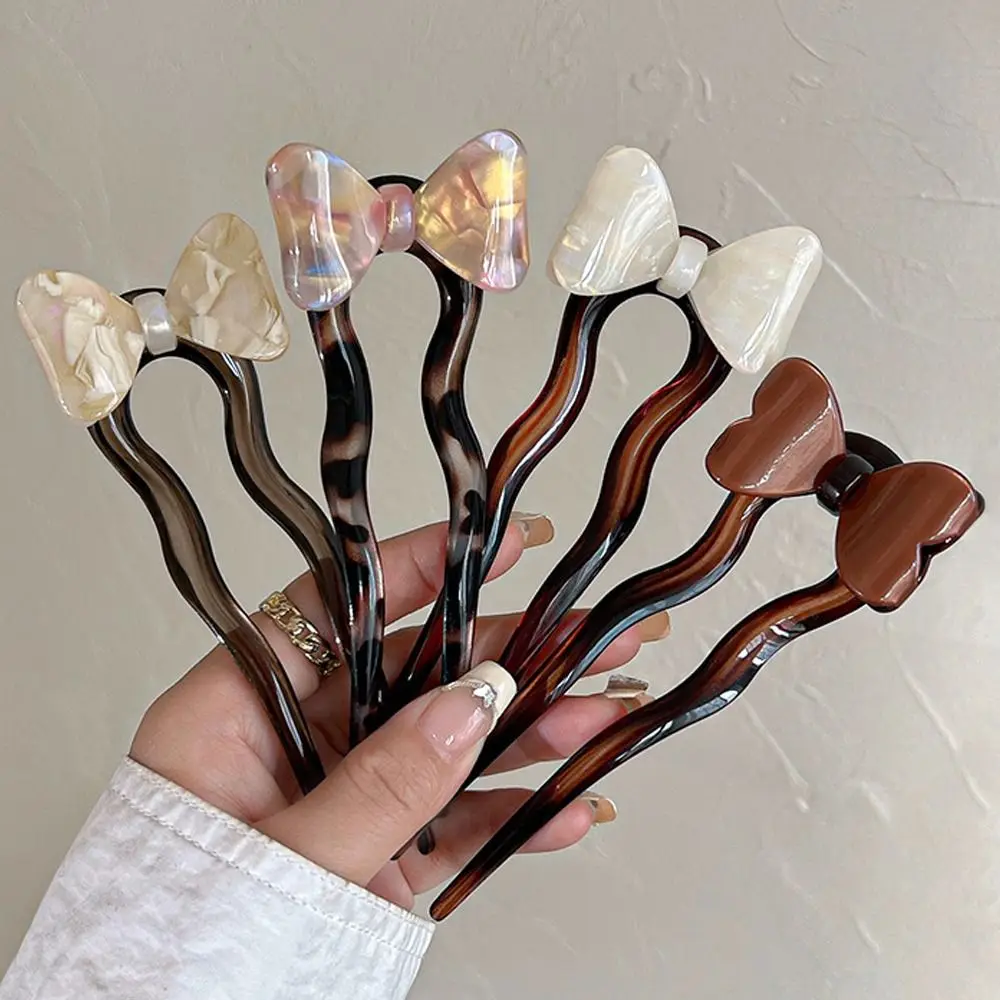 ปิ่นปักผมรูปโบว์รูปตัวยูหรูหราสำหรับผู้หญิงหญิงสาวผมทรงเรขาคณิต