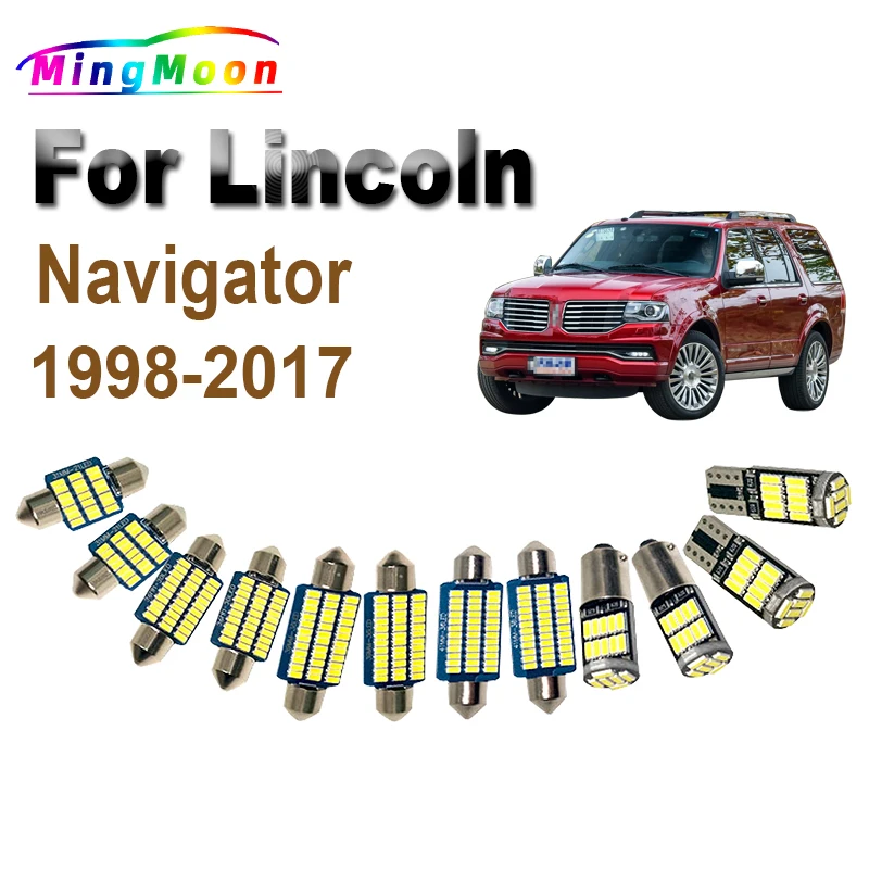 Car Bulb Sun Visor Lamp For Lincoln Navigator 1998-2010 2011 2012 2014 2015 2016 2017 LED Interior Map Dome Trunk Light Kit