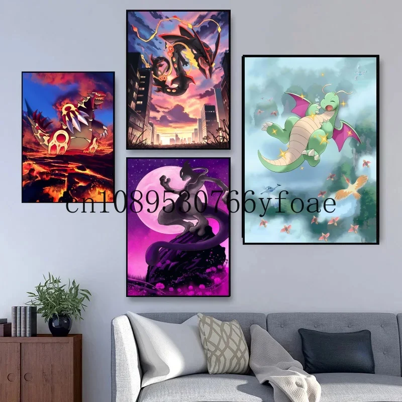 

Classic Anime Pokemon Canvas Painting Bulbasaur Charmander Eevee Poster Print Watercolor Wall Art Picture Home Decor Kids Gifts