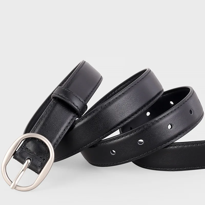 

2024 new women's first-layer cowhide belt simple commuter pin buckle decoration with jeans belt women