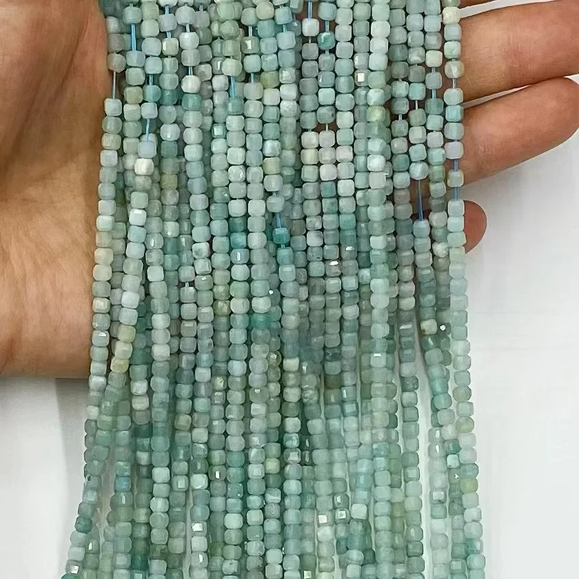 

Оптовая продажа, натуральный амазонит, квадратные свободные бусины, женские ювелирные изделия, браслет, ожерелье, 38 см, производитель аксессуаров