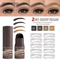 Professional Brow One Step Shaping Kit Stamp Set Makeup Stick Hairline Contour Waterproof Tint Stencil Eyebrow Template