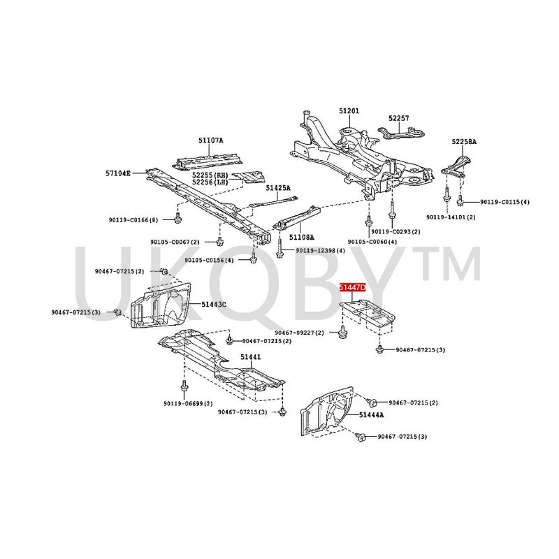 51447-02030  suitable for Co ro ll a Le vi n RAV4 Yi zhi Bottom protection plate, mudguard, lower protection plate, bottom cover