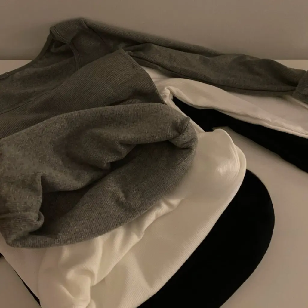 

Women's Brushed Fleece-Lined Long-Sleeved Shirt Autumn Winter Warm Square Collar Slim Fit Inner Layering Top
