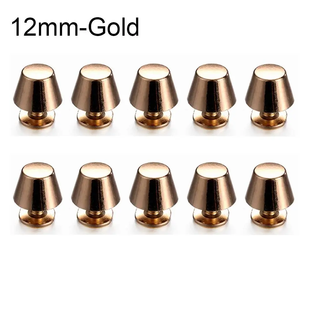 10/12mm Luggage Craft Clothes/Bag/Shoes Leather Craft Metal Nail Solid Nail Bolt Bucket Dome Strap Rivets Round Head Screws