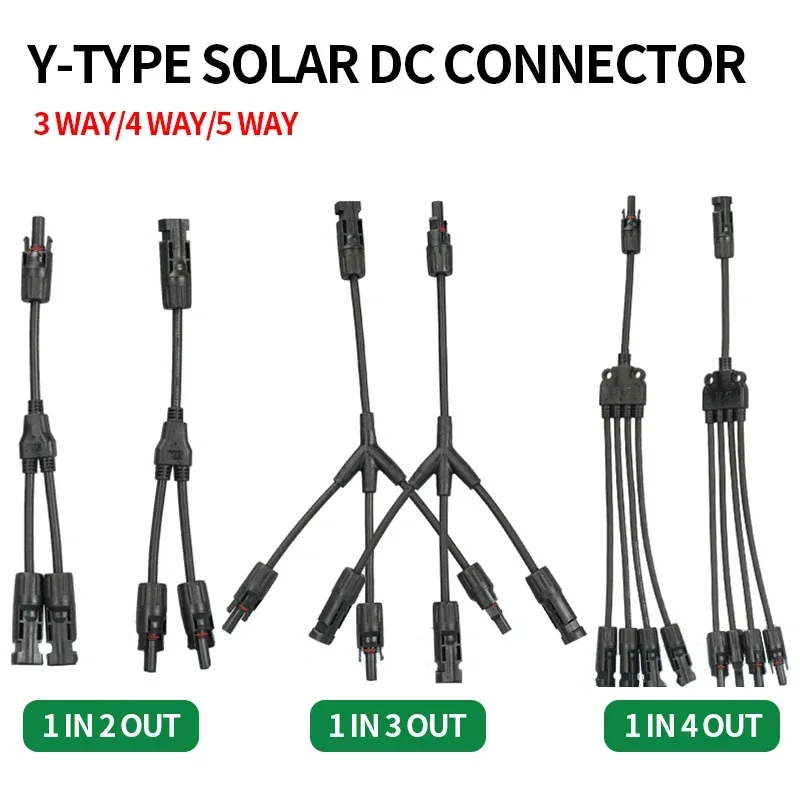 1/5/20/100 Sets  Photovoltaic Solar Y Connector Male And Female Plug 3/4Way Y-Type 2/3/4 To 1 Adapter PV plug Wire