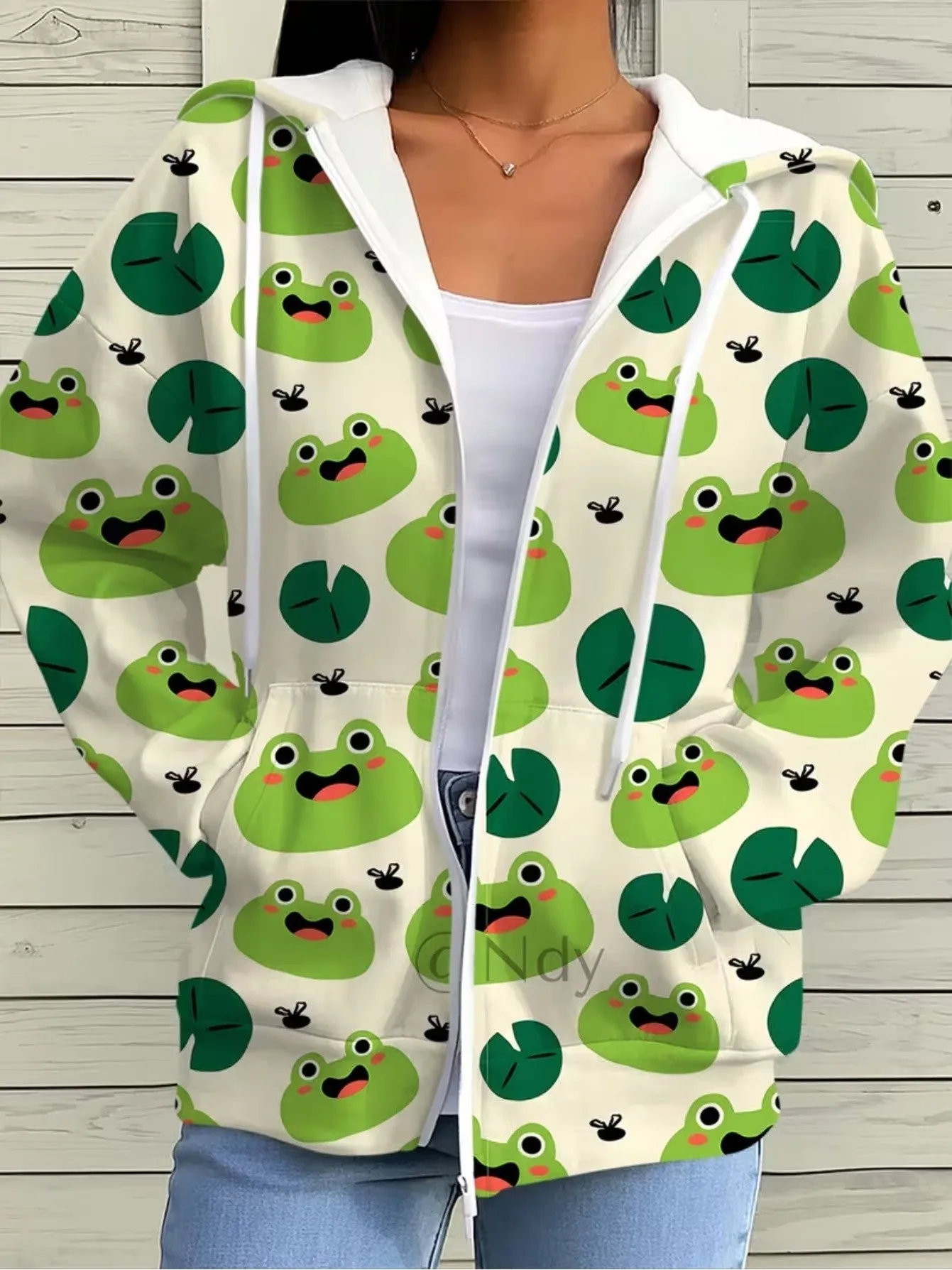 2026 autumn and winter new women's zipper hooded sweater with 3D animal pattern printing street casual fashion