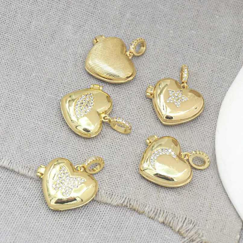 

2Pcs For Her Copper Pendant Gold Color Cubic Zirconia Point Invisible Setting Approx 22.2x27.9mm Jewelry Special Gift