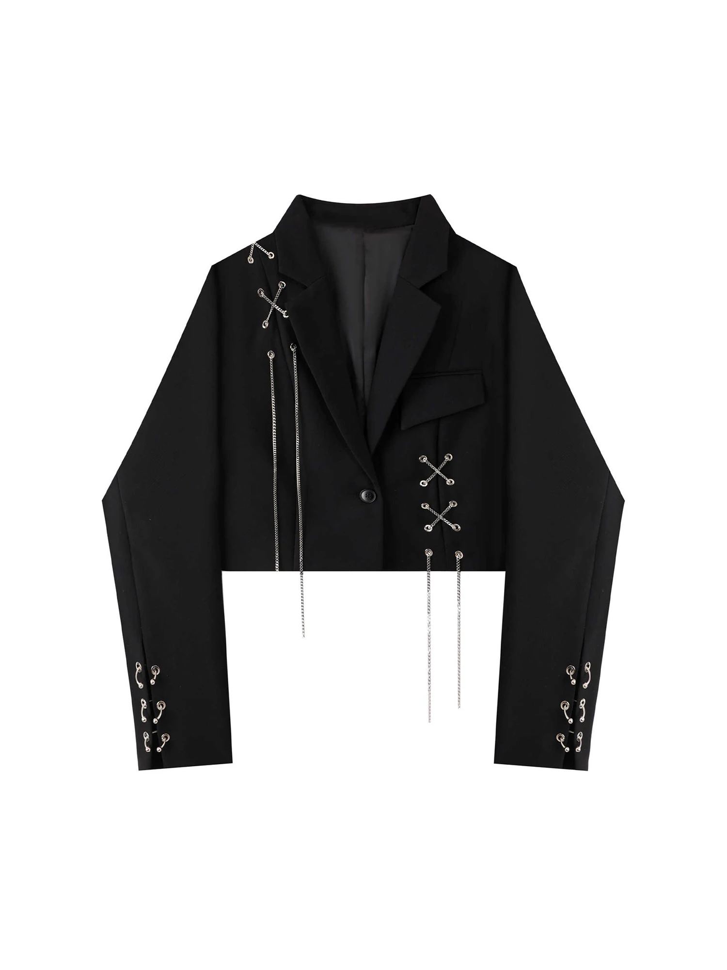 

Женский черный готический укороченный пиджак, пальто, винтажный Harajuku Emo 2000-х годов, жилеты, женский костюм с длинными рукавами, куртка, верхняя одежда, верхняя одежда