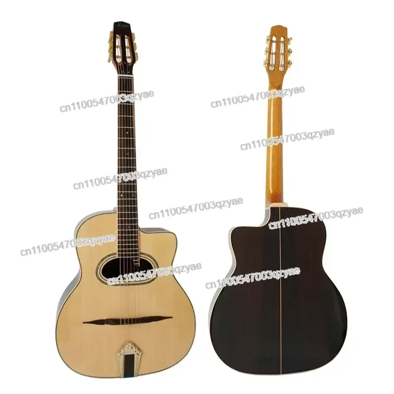 

Acoustic Guitar Handmade Professionals Playable Gloss Finish D Hole Arch Top Steel String Gypsy Jazz Manouche