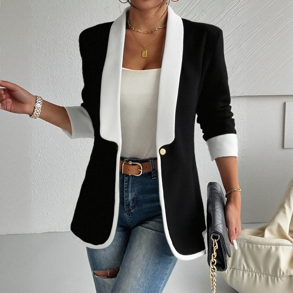 

Осенне-зимний приталенный костюм прямого кроя с длинными рукавами, повседневный стиль, женский топ, модная удобная офисная одежда