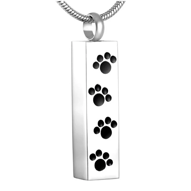 Pet Paw collane con urna per cremazione in acciaio inossidabile per ceneri ciondolo con medaglione ricordo impermeabile gioielli per cremazione con