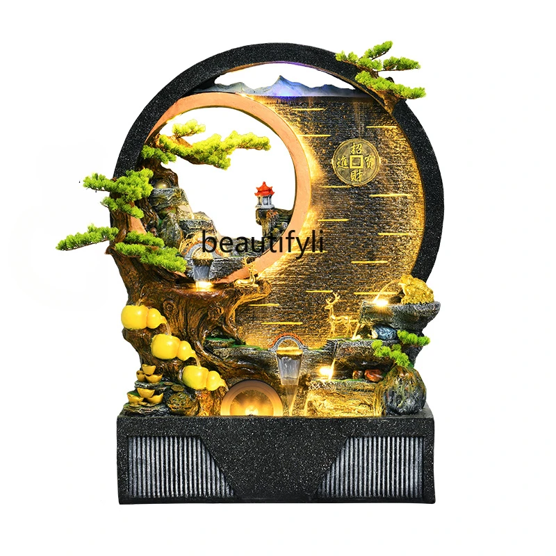 

Round Rockery Water Screen Wall Villa Company Office Fortune Fountain Water Landscape Furnishing Articles