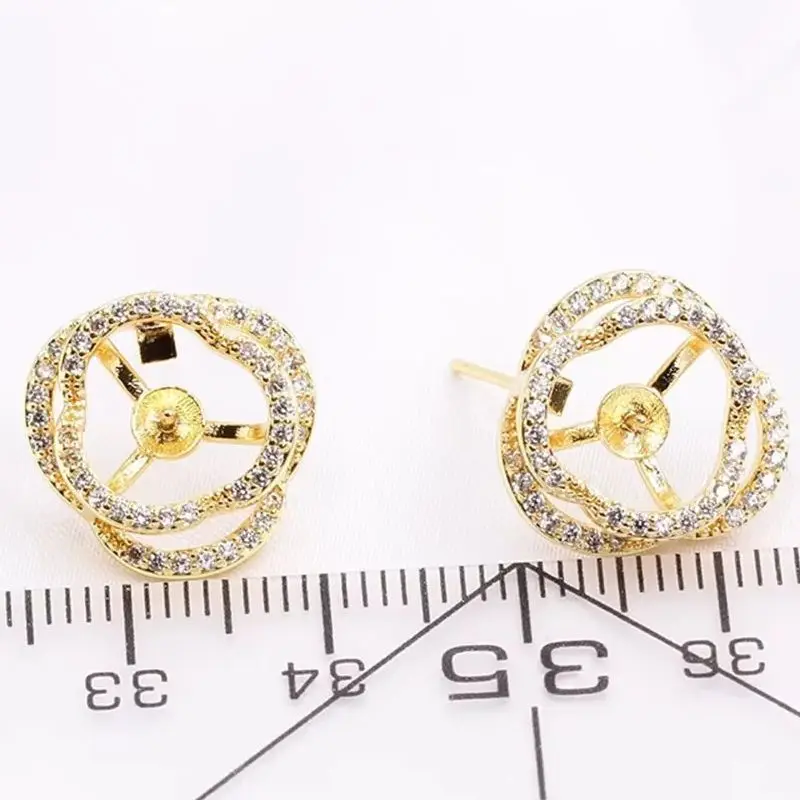 Gold Plated Pearl Earring Settings, DIY Jewelry Making Supplies, Blank Ear Stud Bases for Handmade Accessories, 1pair No Pearl