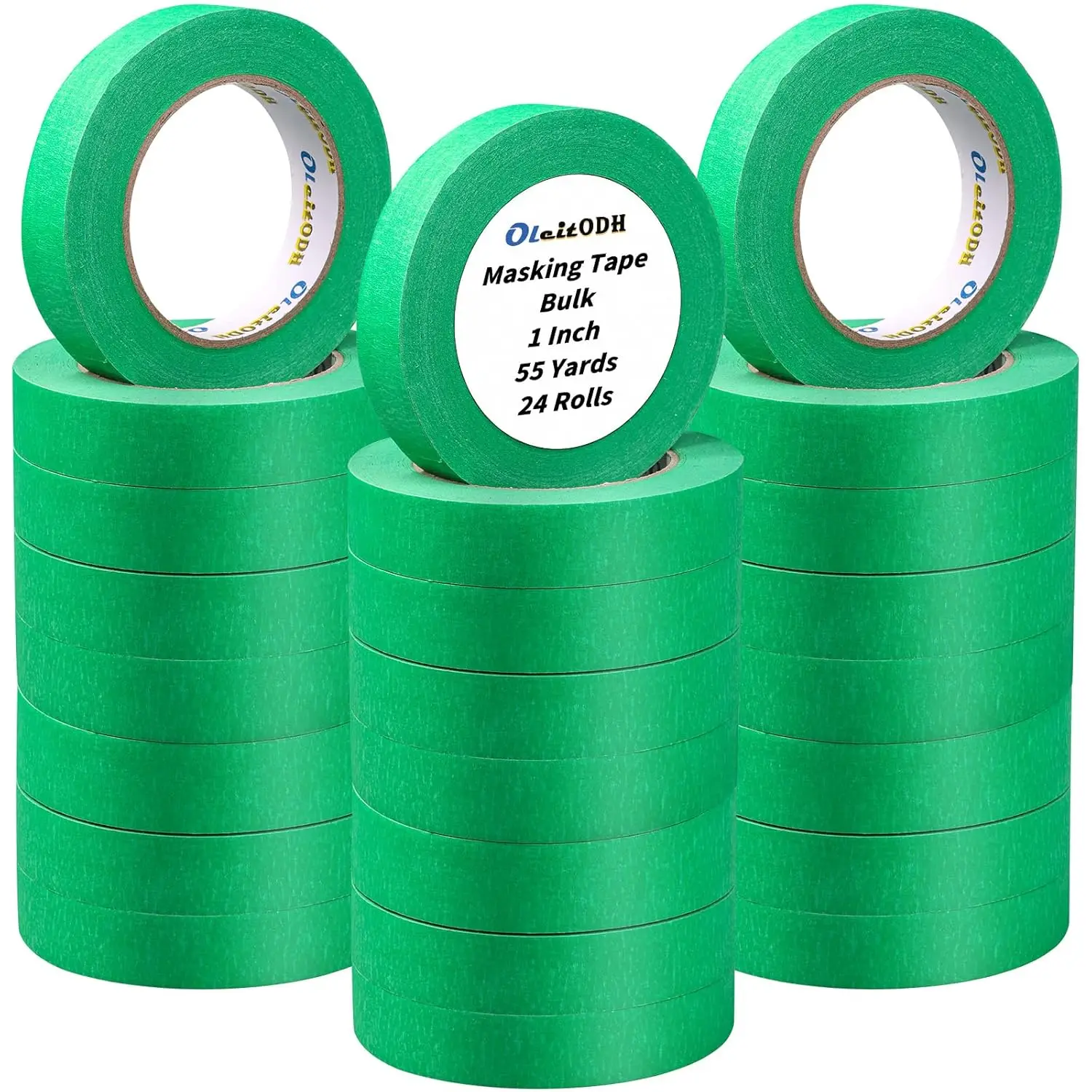 

24 рулона зеленой малярной ленты, 1 дюйм x 55 ярдов, общая длина 1320 ярдов, малярная лента без остатка следов, для покраски стен