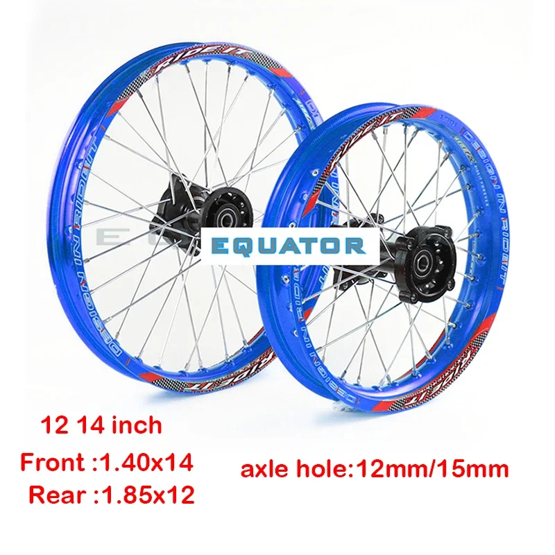 

blue Front 1.40x14" inch Rear 1.85x12" inch aluminium Alloy Wheel Rim For 160cc 150CC Dirt Pit bike 12 14 inch wheel