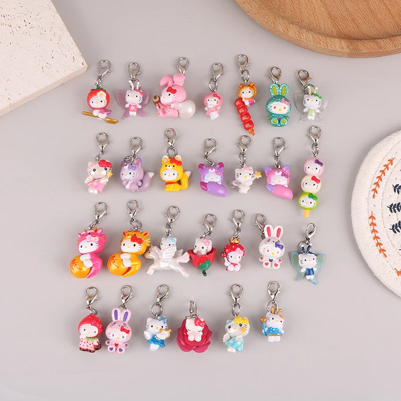 Kawaii Hello Kitty Keychain Cute Cartoon Anime Keying Creative KT Cat Key Holder Bag Pendant Accessories Girl Gifts