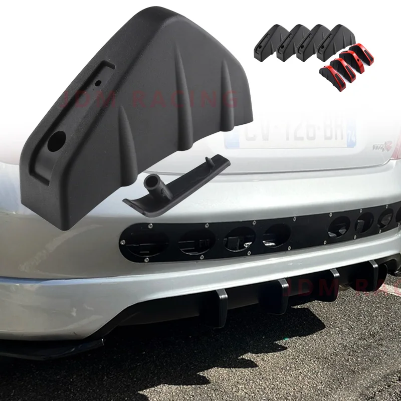 4 stücke Universal Carbon Faser Auto Geändert Hinten Stoßstange Diffusor Spoiler Schwarz Rot ABS Hinten Lip Diffusor Anti-kollision – Detail 1