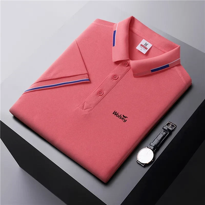 Estate uomo Casual a maniche corte Top Polo moda ufficio colletto alla coreana T-Shirt da uomo traspirante T-Shirt uomo abbigliamento da Golf