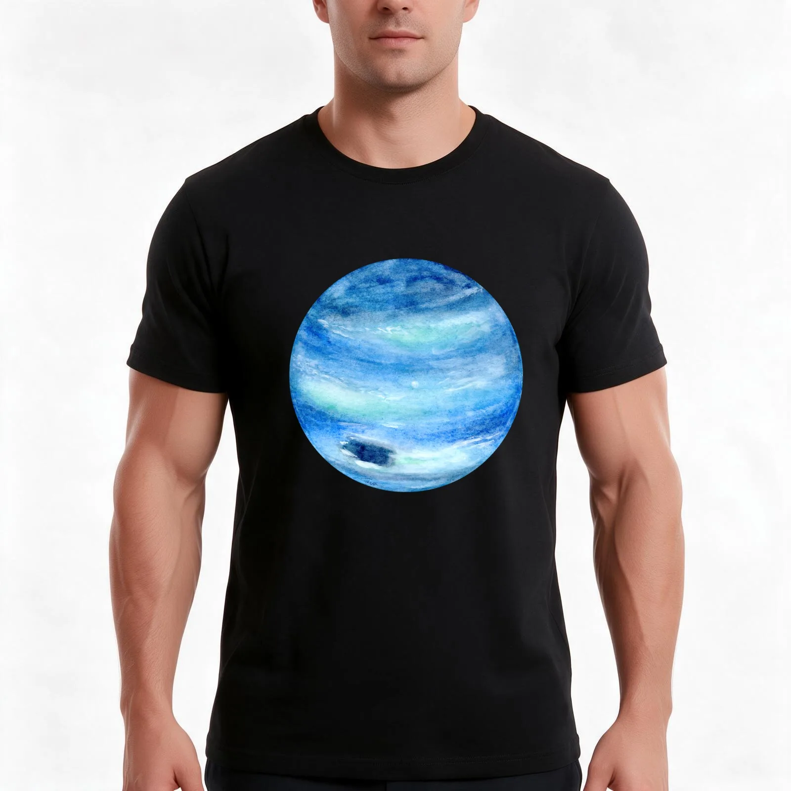 Neptune Planet Series 2018 T-Shirt, Summer Casual Cotton Tee, Oversized Streetwear Tops, Vintage Graphic Print, Unisex Men Women
