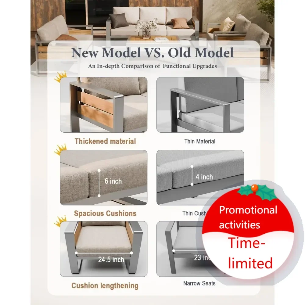 

Hot Soldaluminum outdoor patio furniture - 2 pcs armchair, all-weather metal modern outside furniture with washable thick cushio