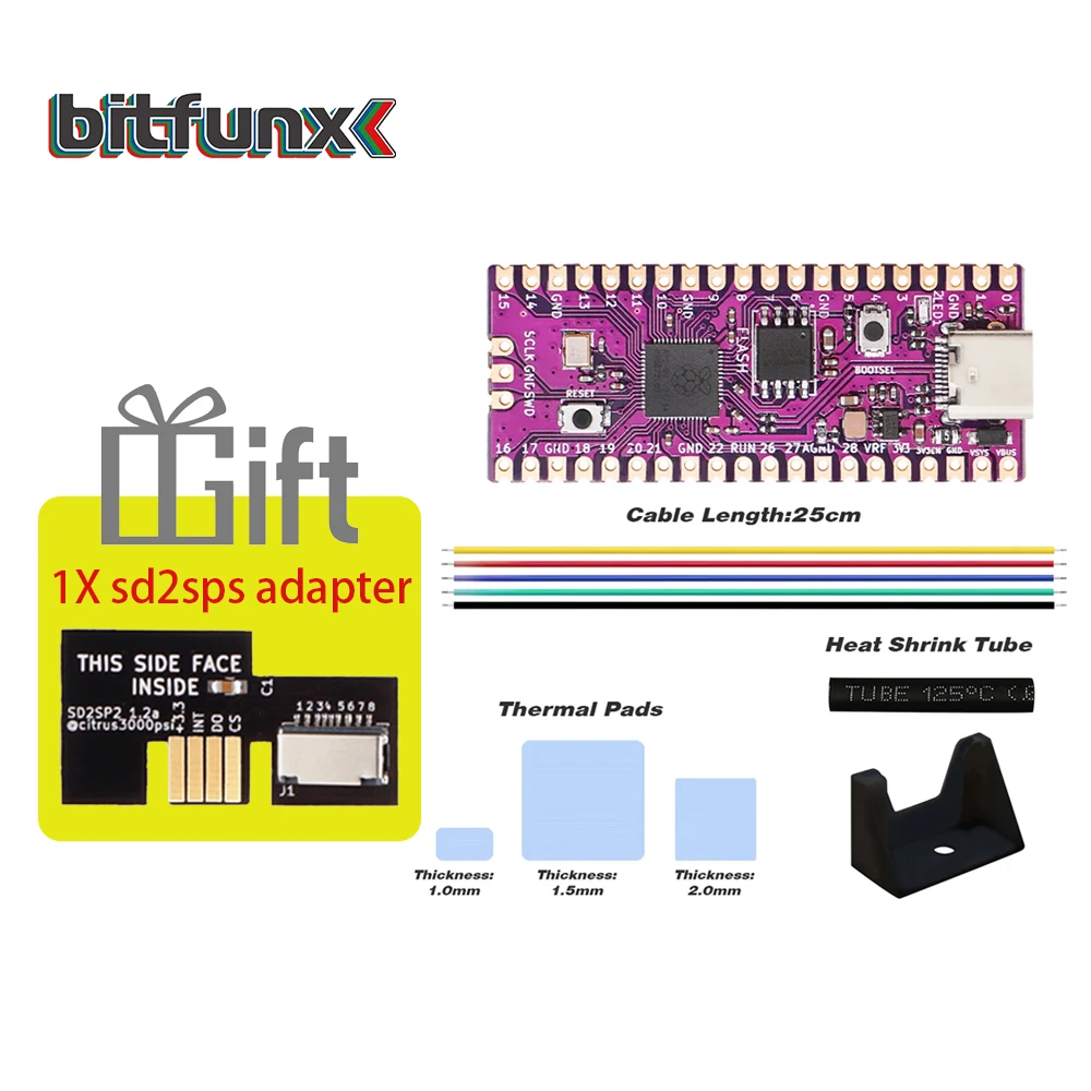 BitFunx Raspberry Pi PicoBoot Board SD2SP2 Adapter Reader For Nintendo Gamecube Game Console RP2040 Dual-Core 264KB SARM 16MB