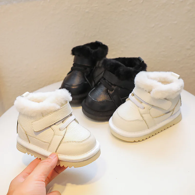 

Baby Boys Snow Boots 2025 Winter Girls Ankle Boots Children Plush Cotton Shoes Non-slip Windproof Waterproof Kids Infant Shoes