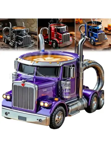 Durable Truck Coffee Mug Semi Truck Coffee Cup Handcrafted Semi-trailer Shaped Semi-Truck Coffee Mugs for Men Women