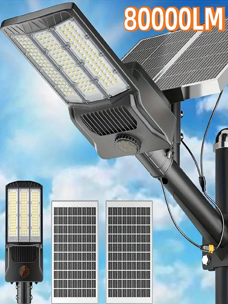 80000lm Solar licht mit 2 Solar paneelen Solar Straßen laterne im Freien mit Bewegungs sensor Garten Wand leuchte Parken Solar Flutlicht