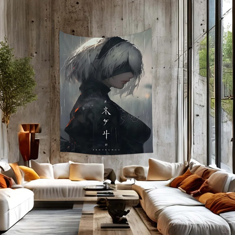 Nier Japanese Anime Colorful Tapestry Wall Hanging Hippie Flower Wall Carpets Dorm Decor Japanese Tapestry