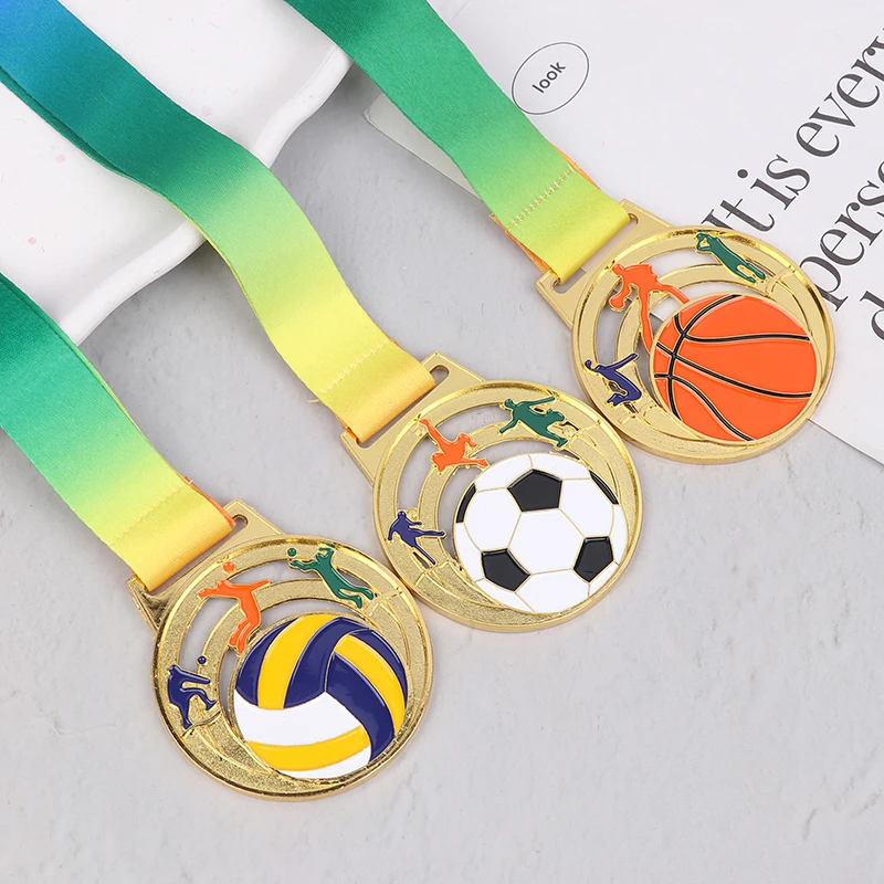 1pc Custom Metal Medal for Sports Competitions Football Basketball Soccer Marathon Running Awards Gold Plated 65x4mm Event Prize