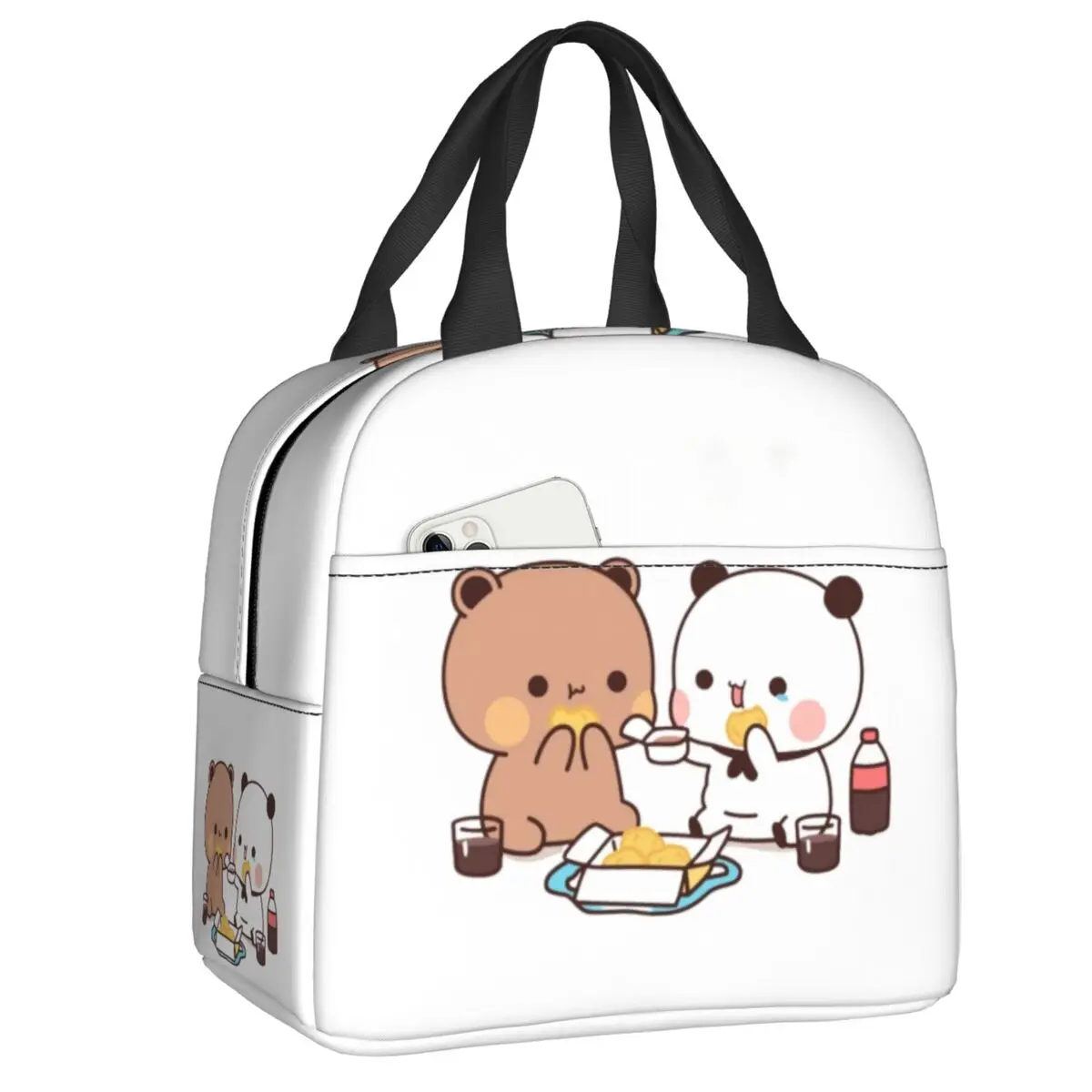 

Термоизолированные ланч-боксы Custom Kawaii Mochi Cat Peach And Goma для женщин, портативные контейнеры для еды, для кемпинга и хранения продуктов