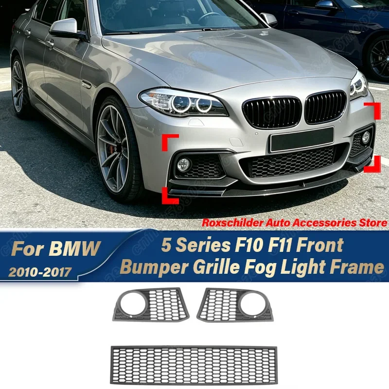 Para BMW Série 5 F10 F18 2010 2011 2012 2013 2014 2015 2016 2017 Grade Dianteira Estilo Mtech com Moldura para Farol de Neblina