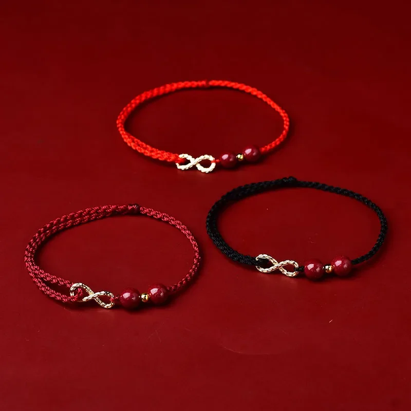 Benmingnian Cinnabar Bracelet Women's Unlimited Rich Hand-woven Simple All-match Red Rope Gift Girlfriend Good Lucky Hand Rope