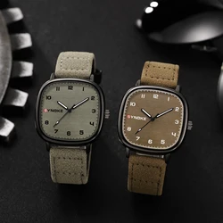 SYNOKE-Montre de sport étanche pour homme, marque de luxe, boîtier en alliage, bracelet en cuir, montre militaire à quartz