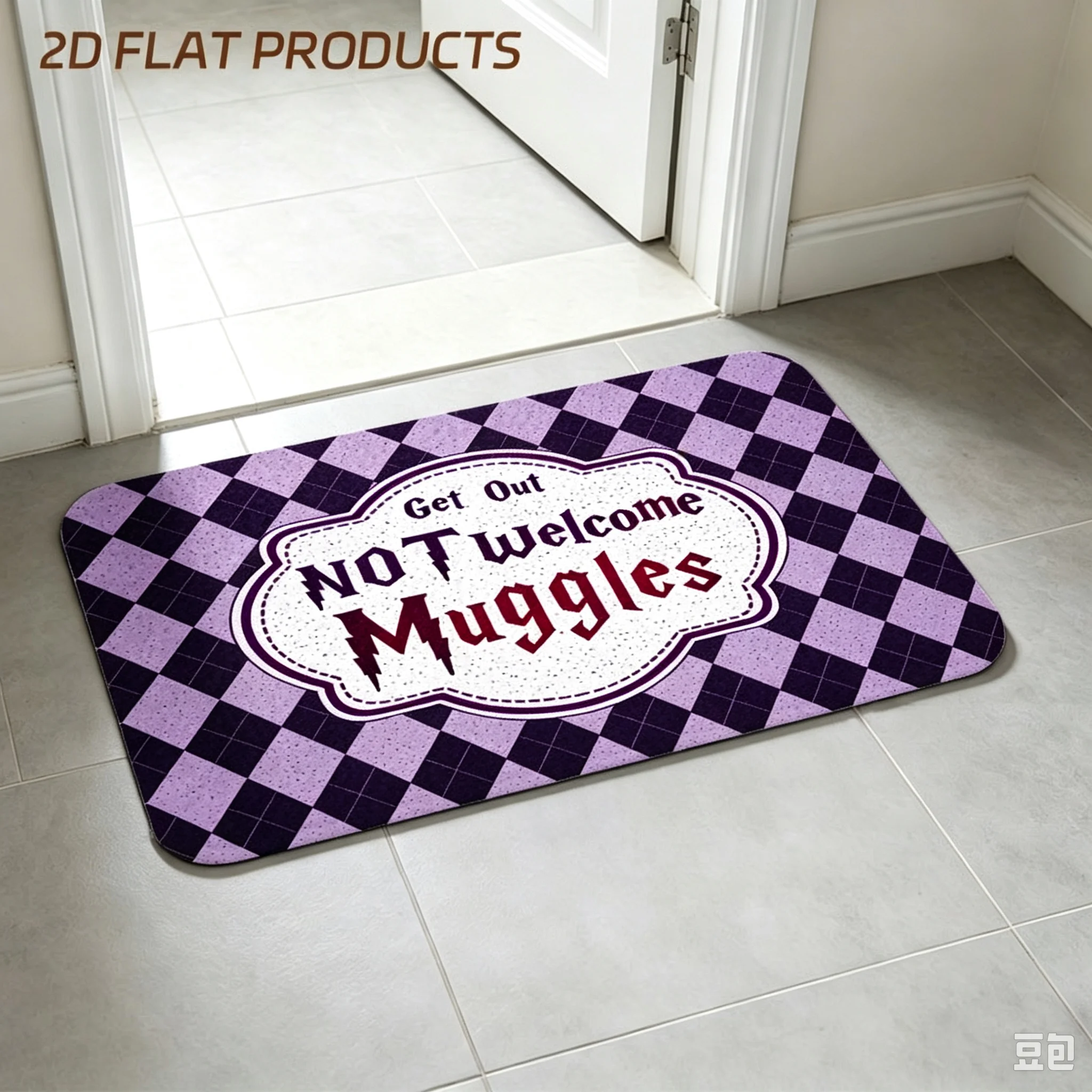 Funny Decorative Doormat Front Entryway Floor Mat Home House Decor Retro Plaid Text Print Pattern Stylish Porch Entrance Welcome