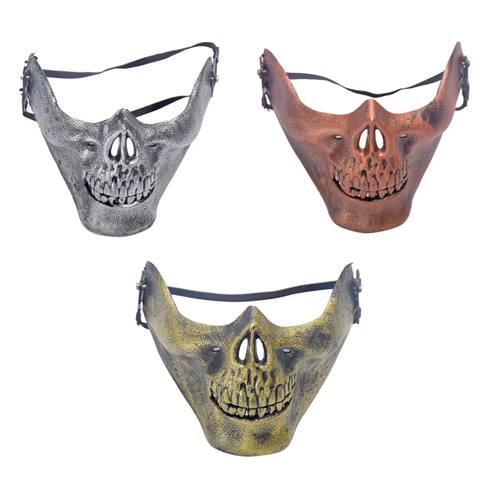 3 pezzi La maschera Mezza faccia Teschio Masquerade Decora costumi di Halloween Uomo