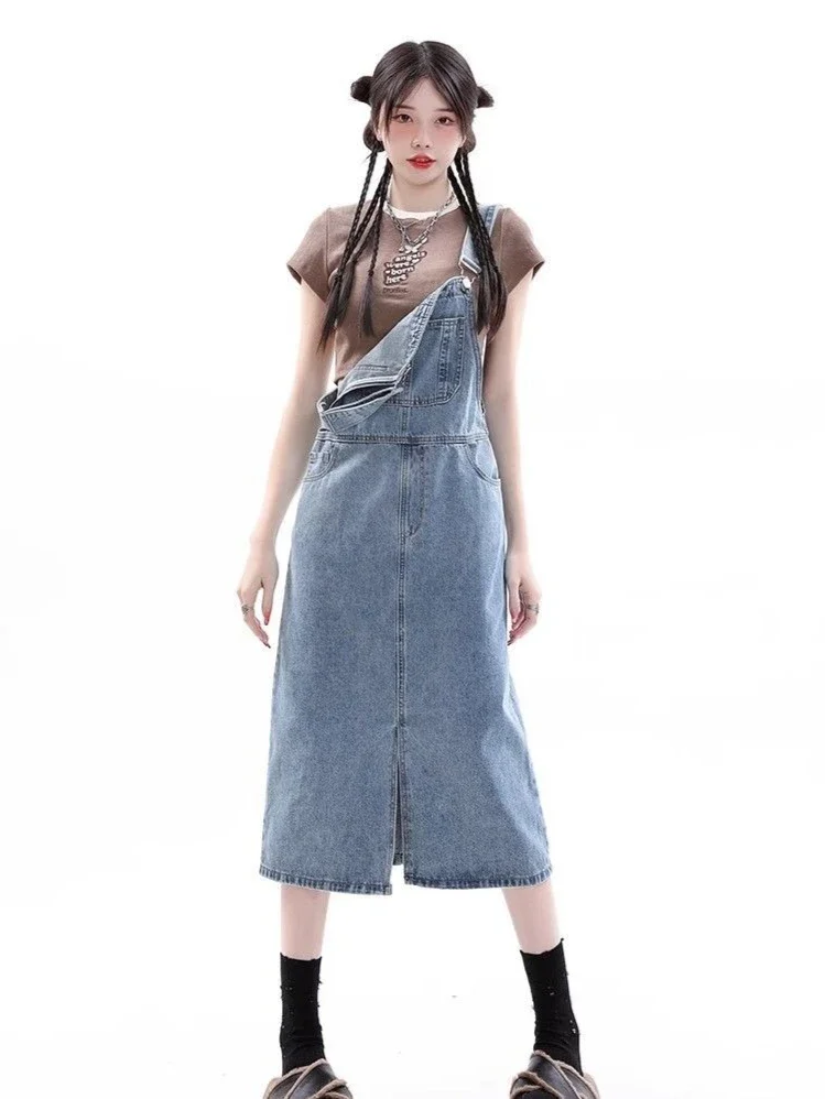 Sommer Neue Damen Cowboy Kleid Lose Pendler Träger Kleid